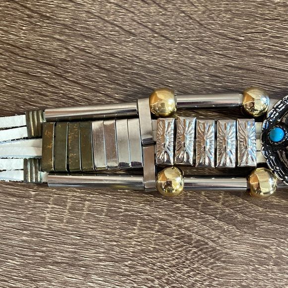 Vintage Women’s Medium Western Belt White & Silver - Picture 11 of 16